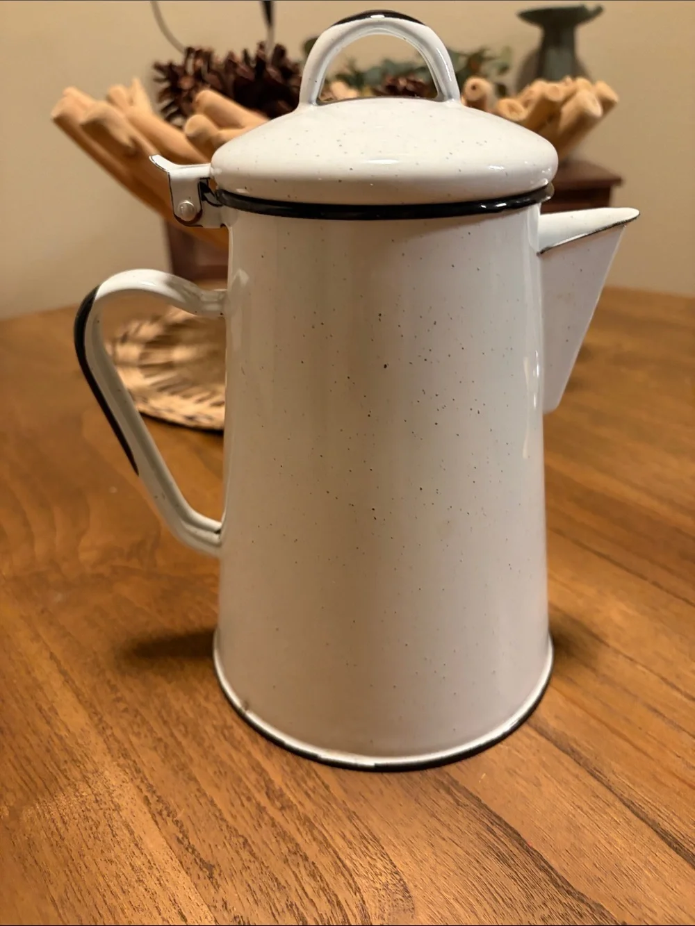 Frida Kahlo White Enamel Peacock Design Coffee Pot